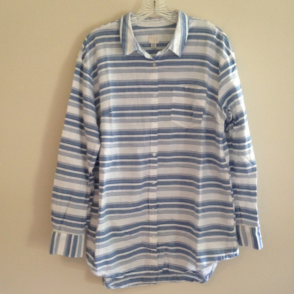 A New Day Blue and White Striped Button Down Shirt